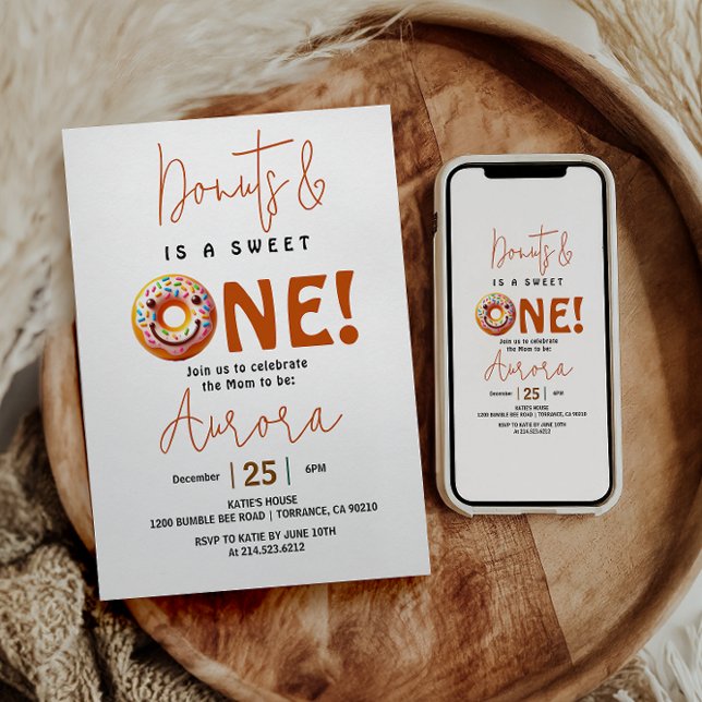 Invitación Dulce Una acuarela lindo donuts 1º cumpleaños (Subido por el creador)