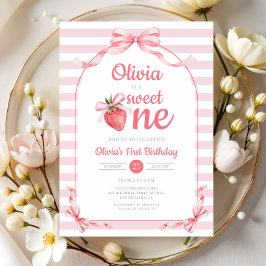 Invitación Dulce Una Niña de Fresa Cumpleaños 1