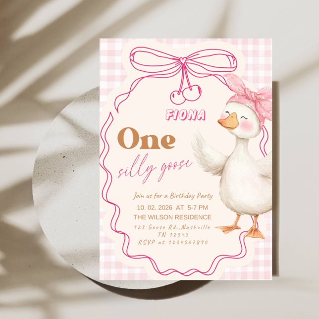 Invitación Dulce UNA Silly Goose Bebé Niña Cumpleaños 1 (Subido por el creador)