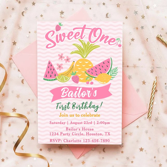 Invitación Dulce uno | Cumpleaños del Fiesta de frutas (Subido por el creador)