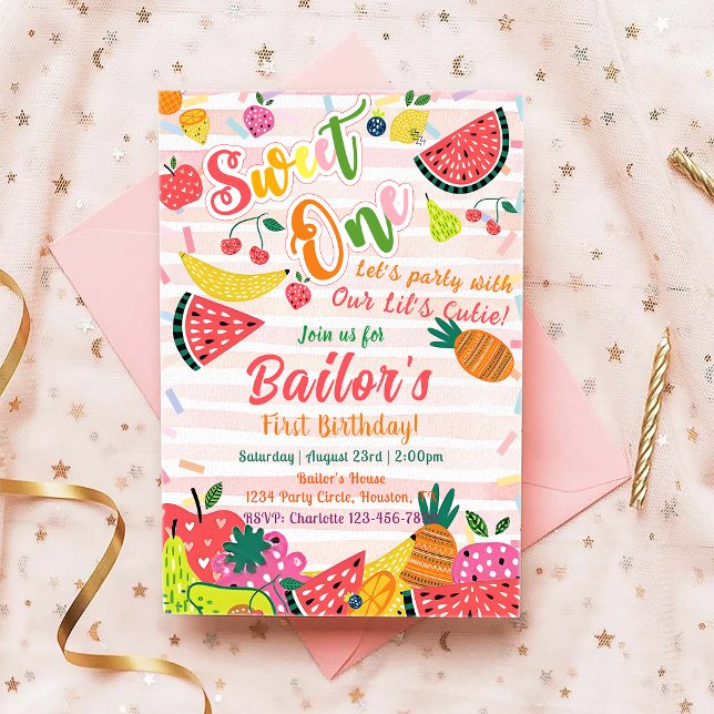 Invitación Dulce uno | Cumpleaños del Fiesta de frutas (Subido por el creador)