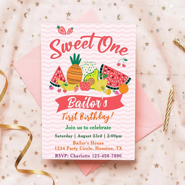 Invitación Dulce uno | Cumpleaños del Fiesta de frutas (Subido por el creador)