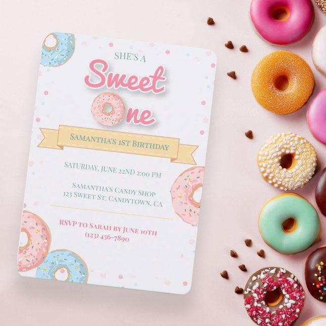 Invitación Dulce Uno Donut Cumpleaños 1 (Subido por el creador)