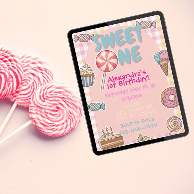 Invitación Dulce Uno, Dulces Regalos cumpleaños 1 (Subido por el creador)