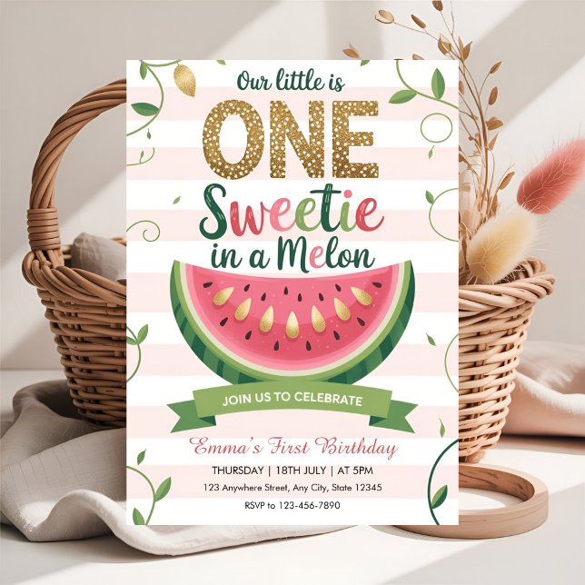 Invitación Dulce Uno en Cumpleaños de Sandía 1  (Subido por el creador)