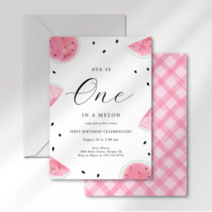 Invitación Dulce Uno En Una Sandía Cumpleaños de Sandía Uno