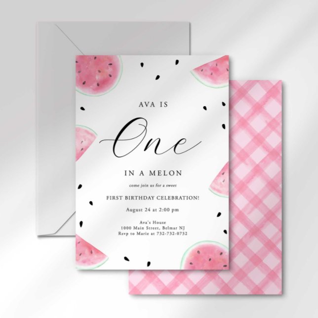 Invitación Dulce Uno En Una Sandía Cumpleaños de Sandía Uno (Subido por el creador)