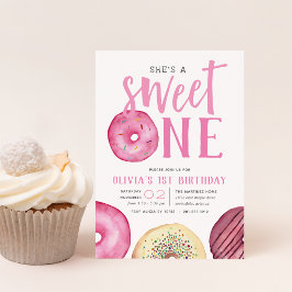 Invitación Dulce uno | Fiesta del primer cumpleaños de Donut
