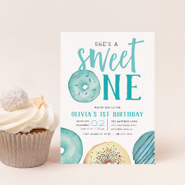 Invitación Dulce uno | Fiesta del primer cumpleaños de Donut