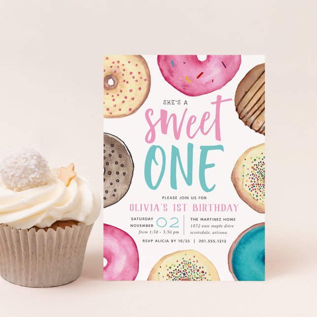 Invitación Dulce uno | Fiesta del primer cumpleaños de Donut (Subido por el creador)