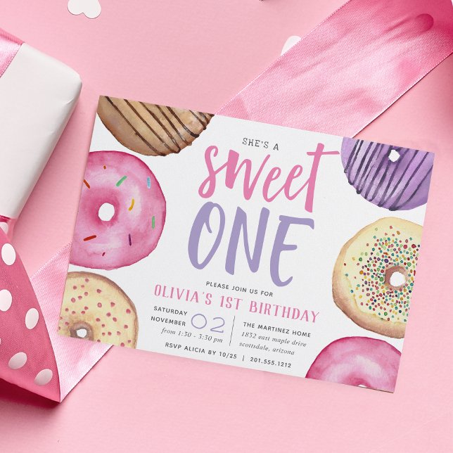 Invitación Dulce uno | Fiesta del primer cumpleaños de Donut (Subido por el creador)