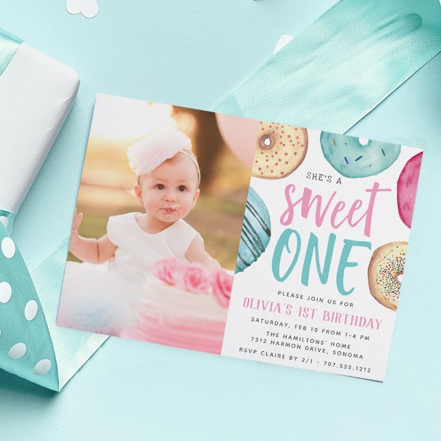 Invitación Dulce uno | Foto del primer cumpleaños de Donut (Subido por el creador)