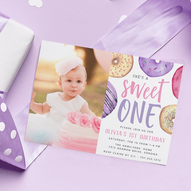 Invitación Dulce uno | Foto del primer cumpleaños de Donut (Subido por el creador)