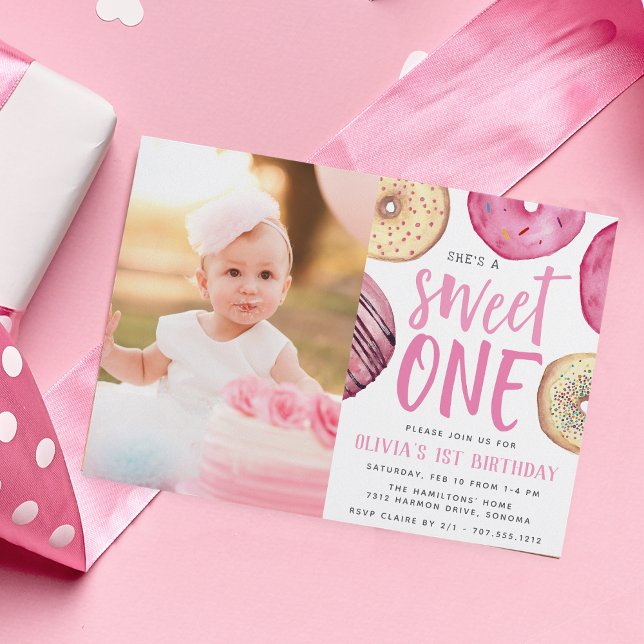 Invitación Dulce uno | Foto del primer cumpleaños de Donut (Subido por el creador)