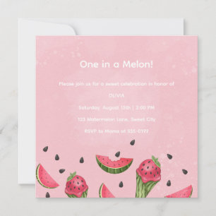 Invitación Dulce Uno Helado de Sandía Cumpleaños de Verano In