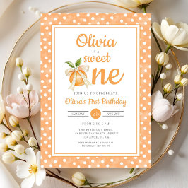 Invitación Dulce Uno Naranja Cítrico Cumpleaños 1