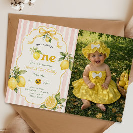 Invitación Dulce Uno Pink Lemonade Cumpleaños 1 Foto