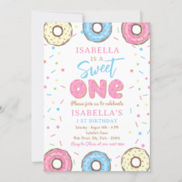 Invitación Dulce uno roce Donut primer Fiesta de cumpleaños