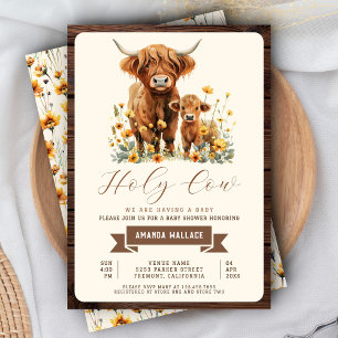 Invitación Dulce vaca de las Tierras Altas, flores silvestres