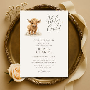 Invitación Dulce Vaca Highland Cow Ducha de Bebé para Parejas