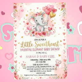 Invitación Dulce Valetín Elefante baby shower