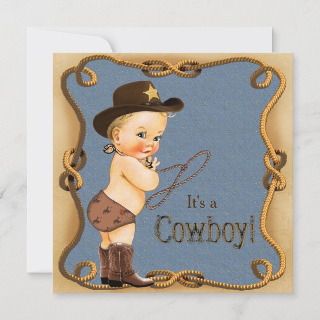 Invitación Dulce Vaquero Bebé (Anverso)