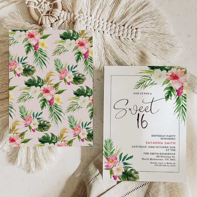 Invitación Dulce veraniego tropical colorido 16 cumpleaños (Subido por el creador)