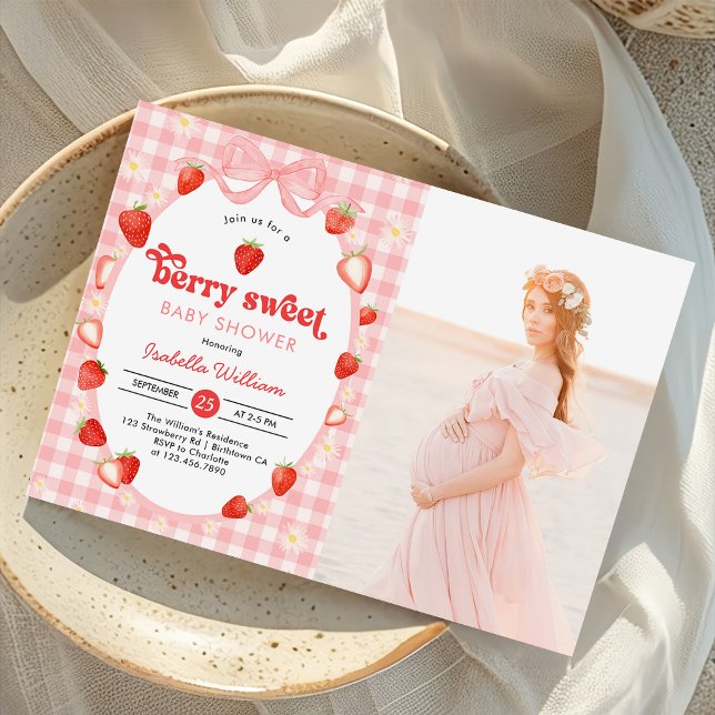 Invitación Dulce Verano de Fresa Fiesta de Bebé Foto (Subido por el creador)