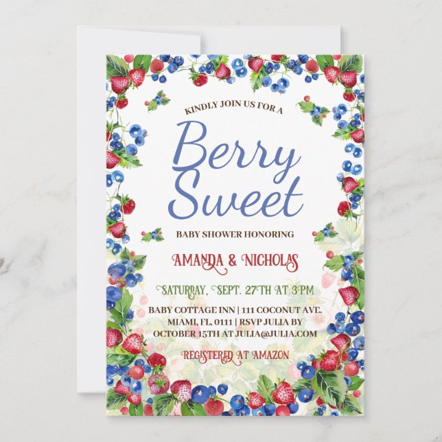 Invitación Dulce Verano de Frutas para Baby Shower  (Anverso)