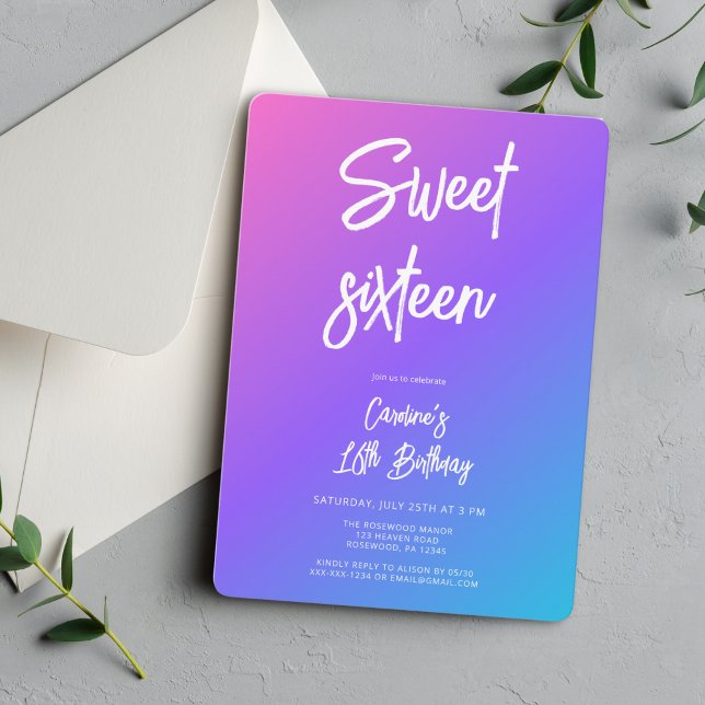Invitación Dulce verano moderno Dieciséis cumpleaños (Subido por el creador)