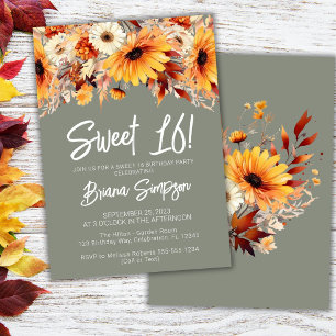 Invitación Dulce verde 16 Floral de cumpleaños