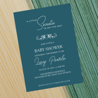 Invitación Dulce Verde azulada Profunda En El Camino De Baby 