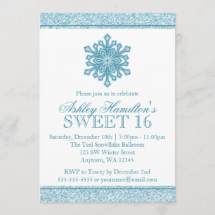 Invitación Dulce verde azulado del copo de nieve del