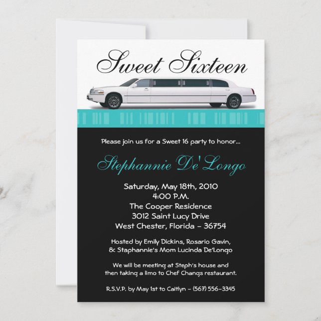 Invitación dulce verde azulado del Limo de 5x7 Turquoi (Anverso)