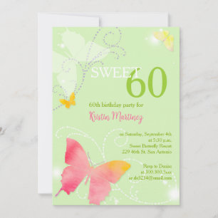 Invitación Dulce verde de primavera 60. Fiesta de cumpleaños