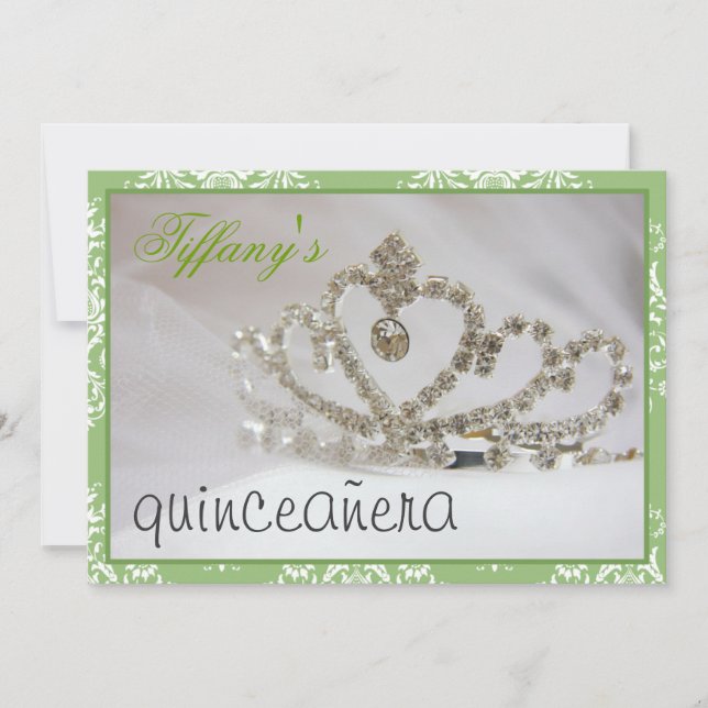 Invitación dulce verde Dieciséis o quinceañera fiesta (Anverso)