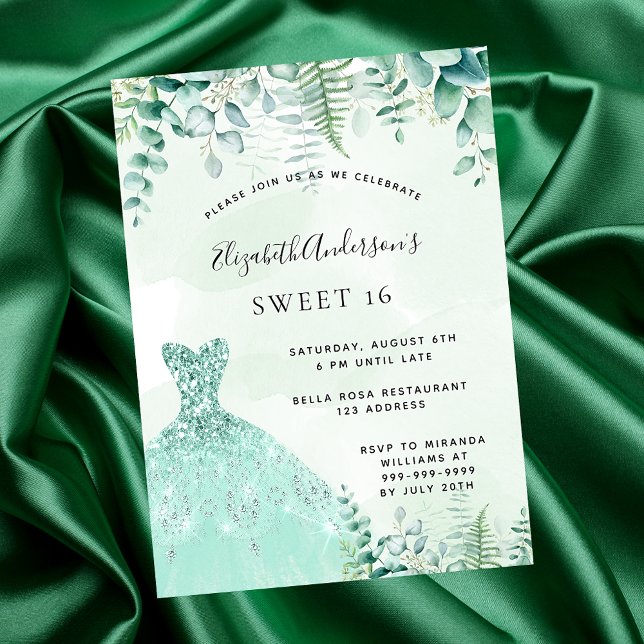 Invitación Dulce vestido 16 de vegetación forestal encantada (Subido por el creador)