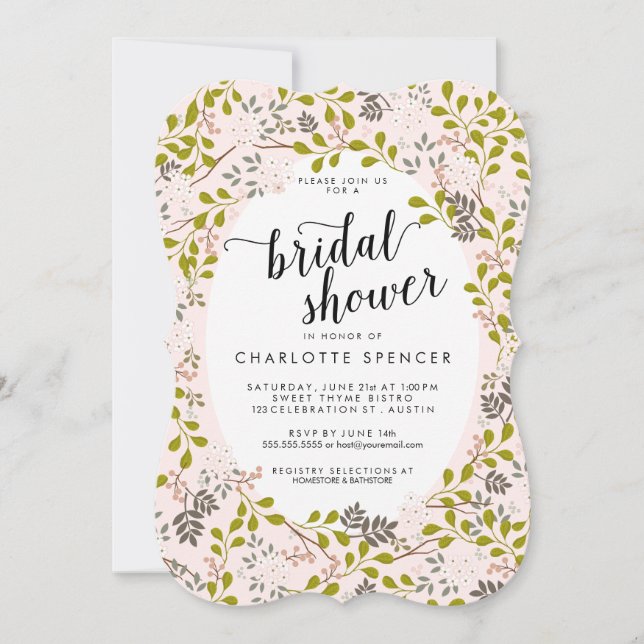 Invitación Dulce Woodland Floral Garden Bridal Shower (Anverso)