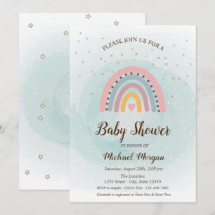 Invitación Dulce y adorable ducha de bebé de estrellas de arc