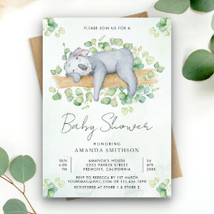 Invitación Dulce y Adorable Koala Dormido Fiesta de Bebé