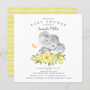 Invitación Dulce y alegre Elefante Bebé ducha