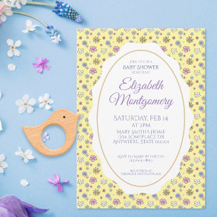 Invitación Dulce y Caprichosa Fiesta de Bebé Amarilla para Ni