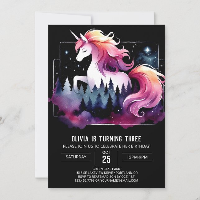 Invitación Dulce y caprichoso cumpleaños del caballo (Anverso)
