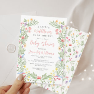 Invitación Dulce y colorida lluvia de bebita con florecillas