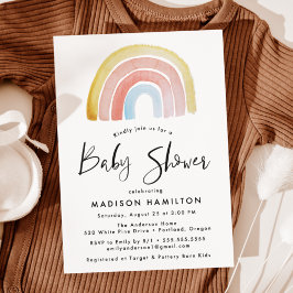 Invitación Dulce y Colorido Arcoíris de Acuarela para Baby Sh