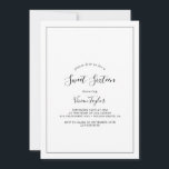 Invitación Dulce y Dieciséis Aniversario minimalista<br><div class="desc">Esta minimalista invitación dulce de dieciséis años es perfecta para una simple fiesta de 16 años. El moderno diseño romántico presenta una tipografía clásica en blanco y negro, acompañada de una caligrafía rústica y elegante con un estilo de letra a mano vintage. Personalizable de cualquier color. Mantenga el diseño simple...</div>