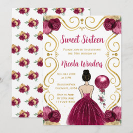 Invitación Dulce y dieciséis princesa de pelo marrón en Borgo
