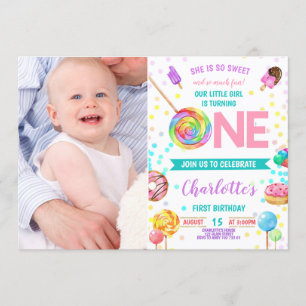 Invitación Dulce y divertido dulce tierra de dulce Chica prim