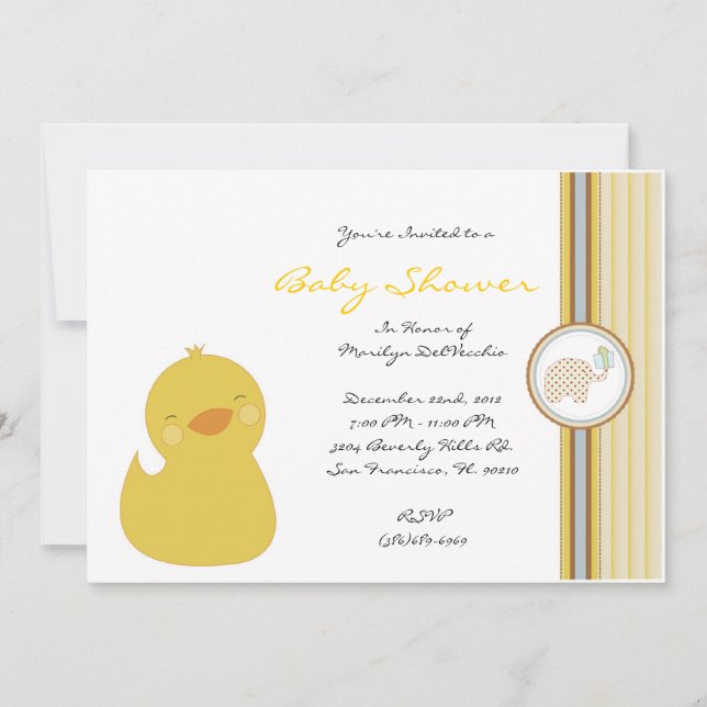 Invitación Dulce y dulce Baby Shower inerte amarillo (Anverso)