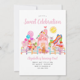 Invitación Dulce y dulce celebración de los niños de Candylan